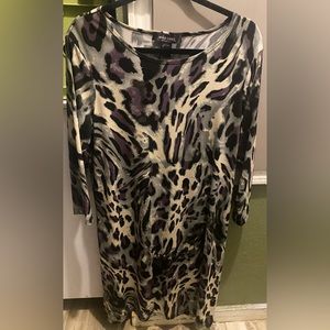 Black, purple,and gray casual dress.